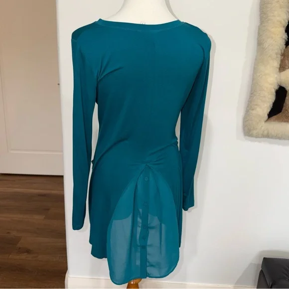 LOGO by Lori Goldstein Green Long Sleeves Tunic Top XS S M - Picture 3 of 5